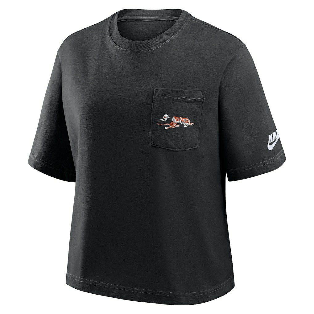 Cincinnati Bengals Women's Rewind Pocket Boxy T-Shirt Black