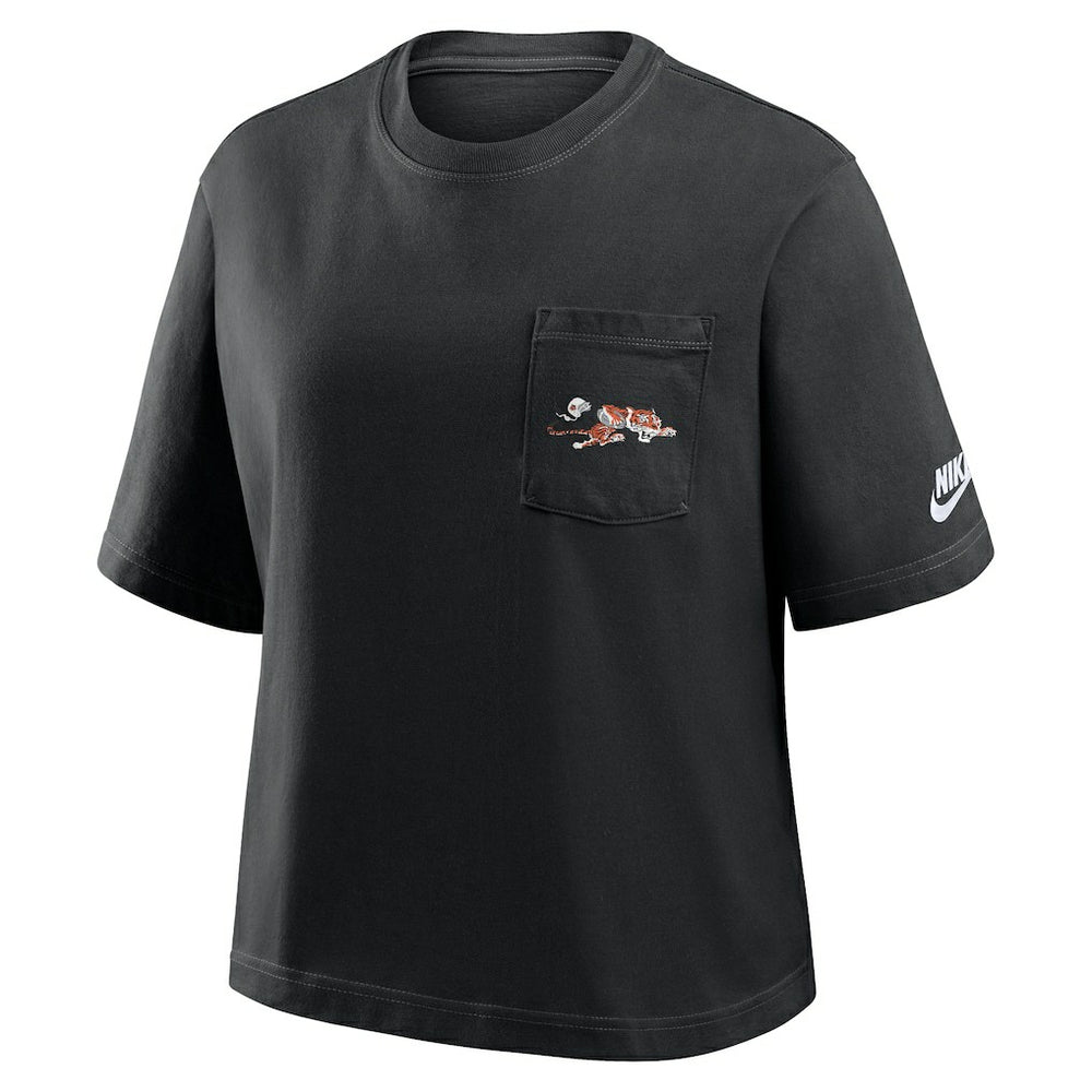 Cincinnati Bengals Women's Rewind Pocket Boxy T-Shirt Black