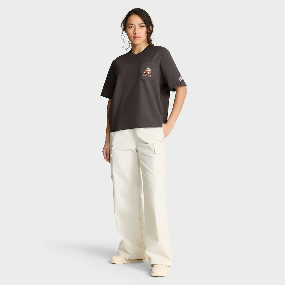 Cleveland Browns Women's Rewind Pocket Boxy T-Shirt Brown