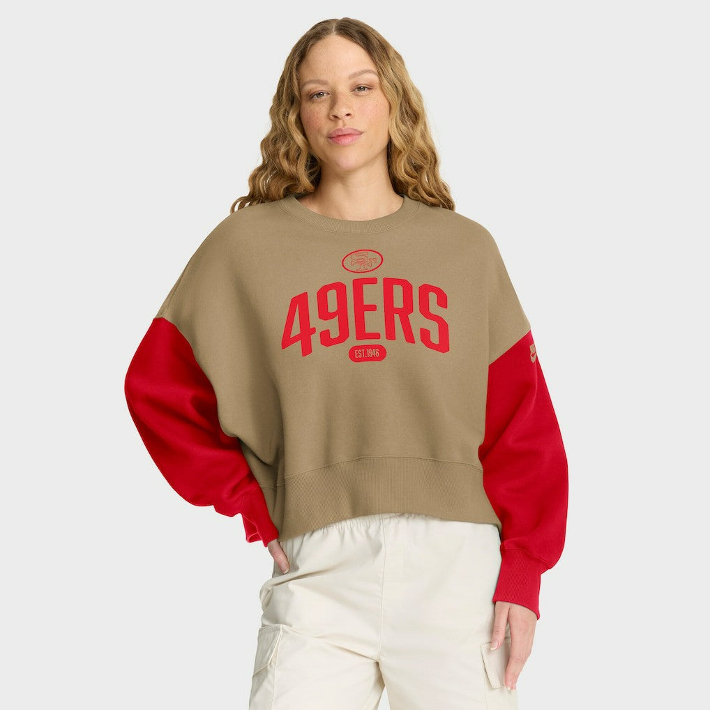 San Francisco 49ers Women's Oversized Rewind Pullover Sweatshirt Tan