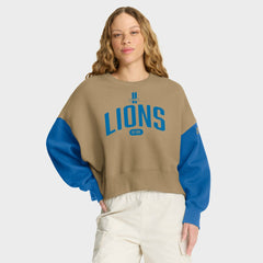 Detroit Lions Women's Oversized Rewind Pullover Sweatshirt Tan