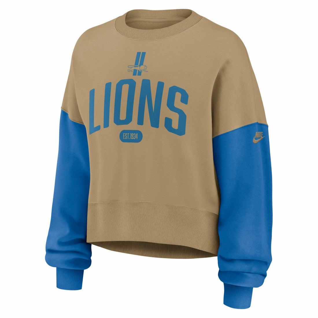 Detroit Lions Women's Oversized Rewind Pullover Sweatshirt Tan