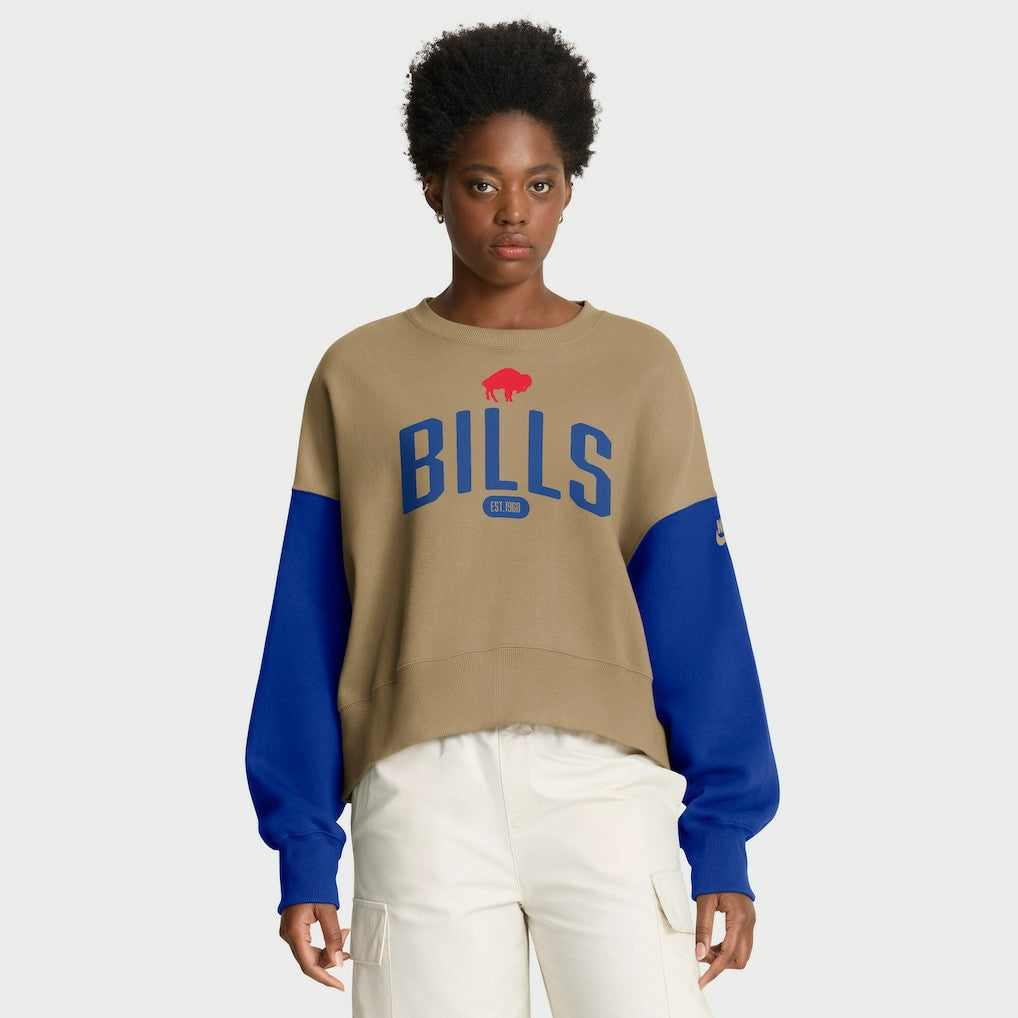 Buffalo Bills Women's Oversized Rewind Pullover Sweatshirt Tan