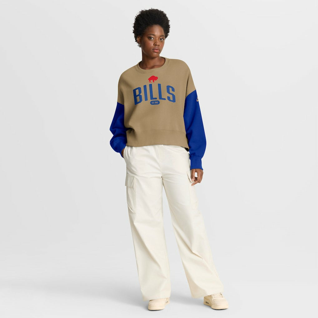Buffalo Bills Women's Oversized Rewind Pullover Sweatshirt Tan