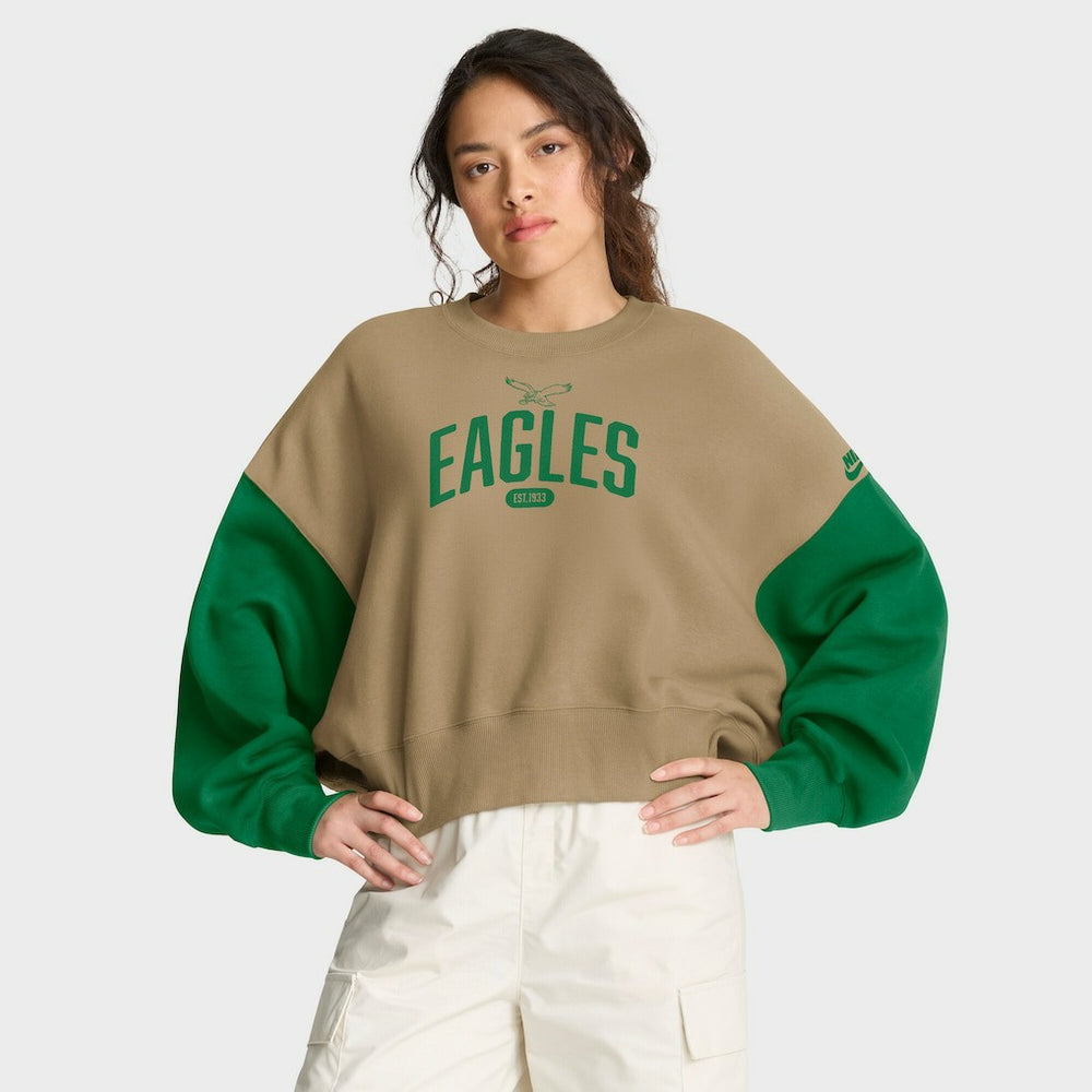 Philadelphia Eagles Women's Oversized Rewind Pullover Sweatshirt Tan