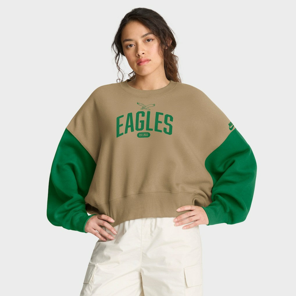 Philadelphia Eagles Women's Oversized Rewind Pullover Sweatshirt Tan