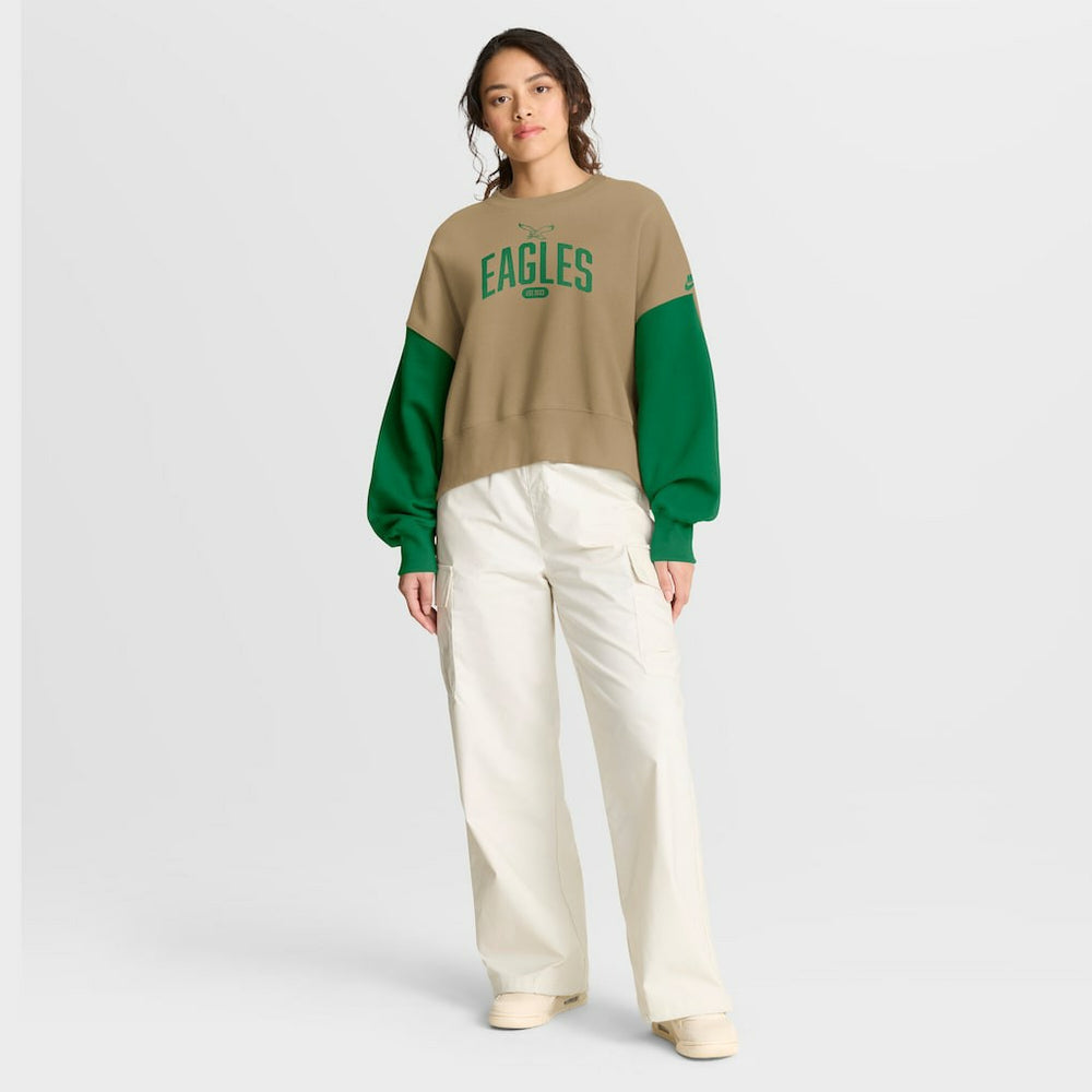 Philadelphia Eagles Women's Oversized Rewind Pullover Sweatshirt Tan