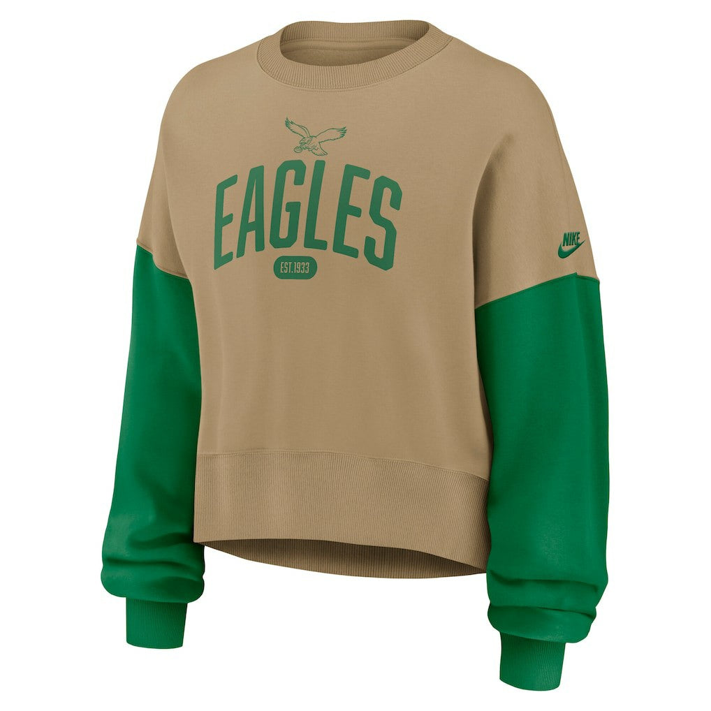 Philadelphia Eagles Women's Oversized Rewind Pullover Sweatshirt Tan