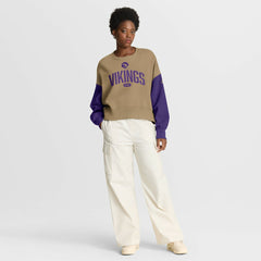 Minnesota Vikings Women's Oversized Rewind Pullover Sweatshirt Tan