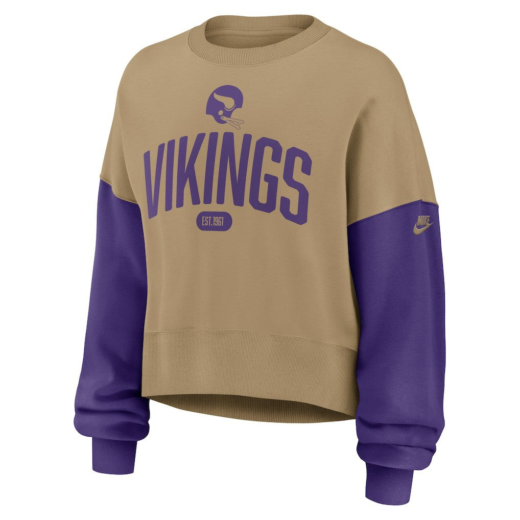 Minnesota Vikings Women's Oversized Rewind Pullover Sweatshirt Tan