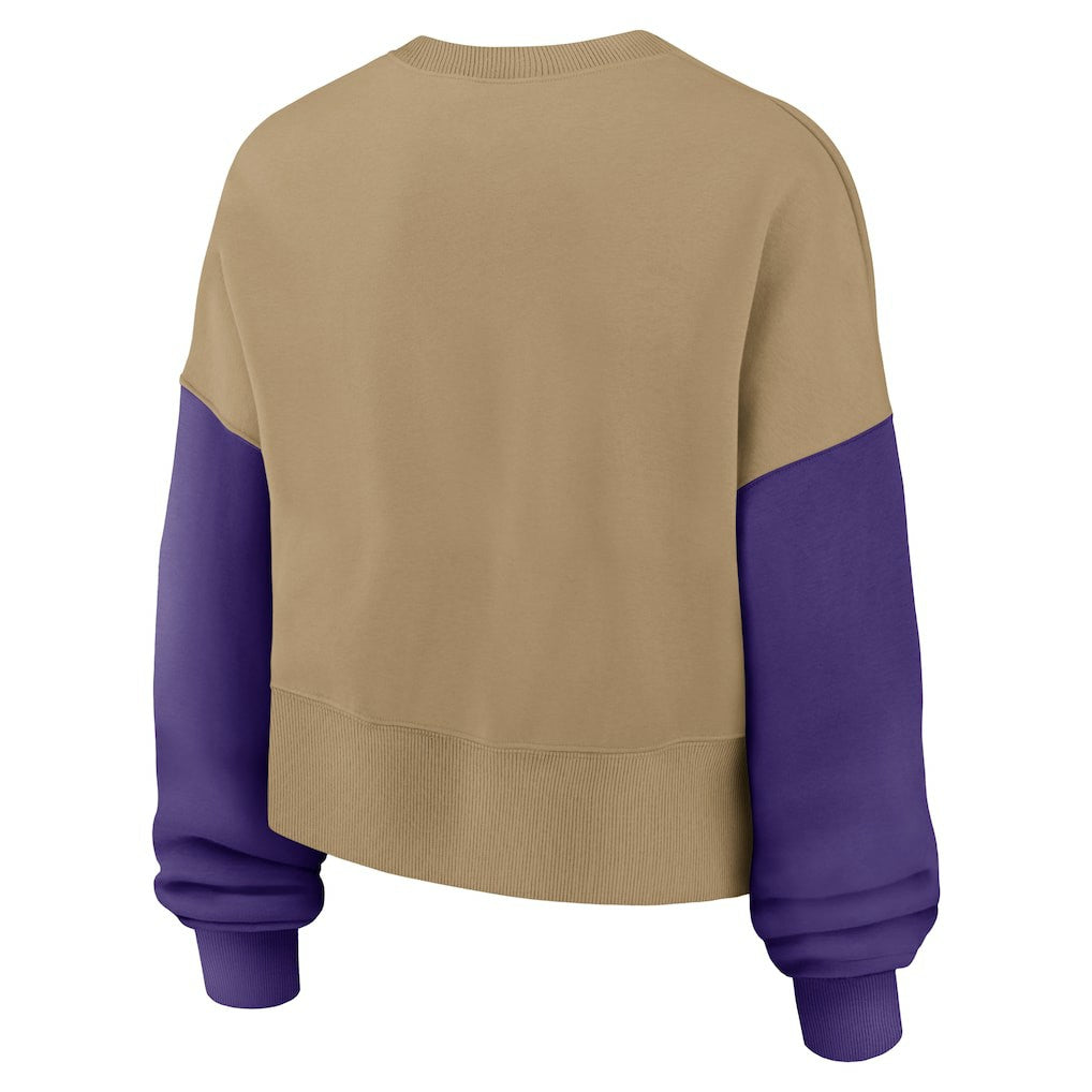 Minnesota Vikings Women's Oversized Rewind Pullover Sweatshirt Tan