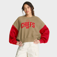 Kansas City Chiefs Women's Oversized Rewind Pullover Sweatshirt Tan