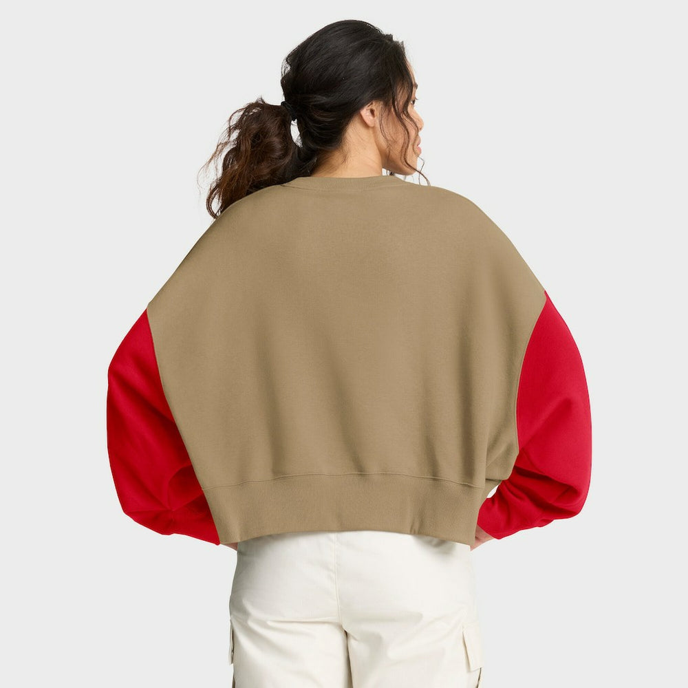 Kansas City Chiefs Women's Oversized Rewind Pullover Sweatshirt Tan