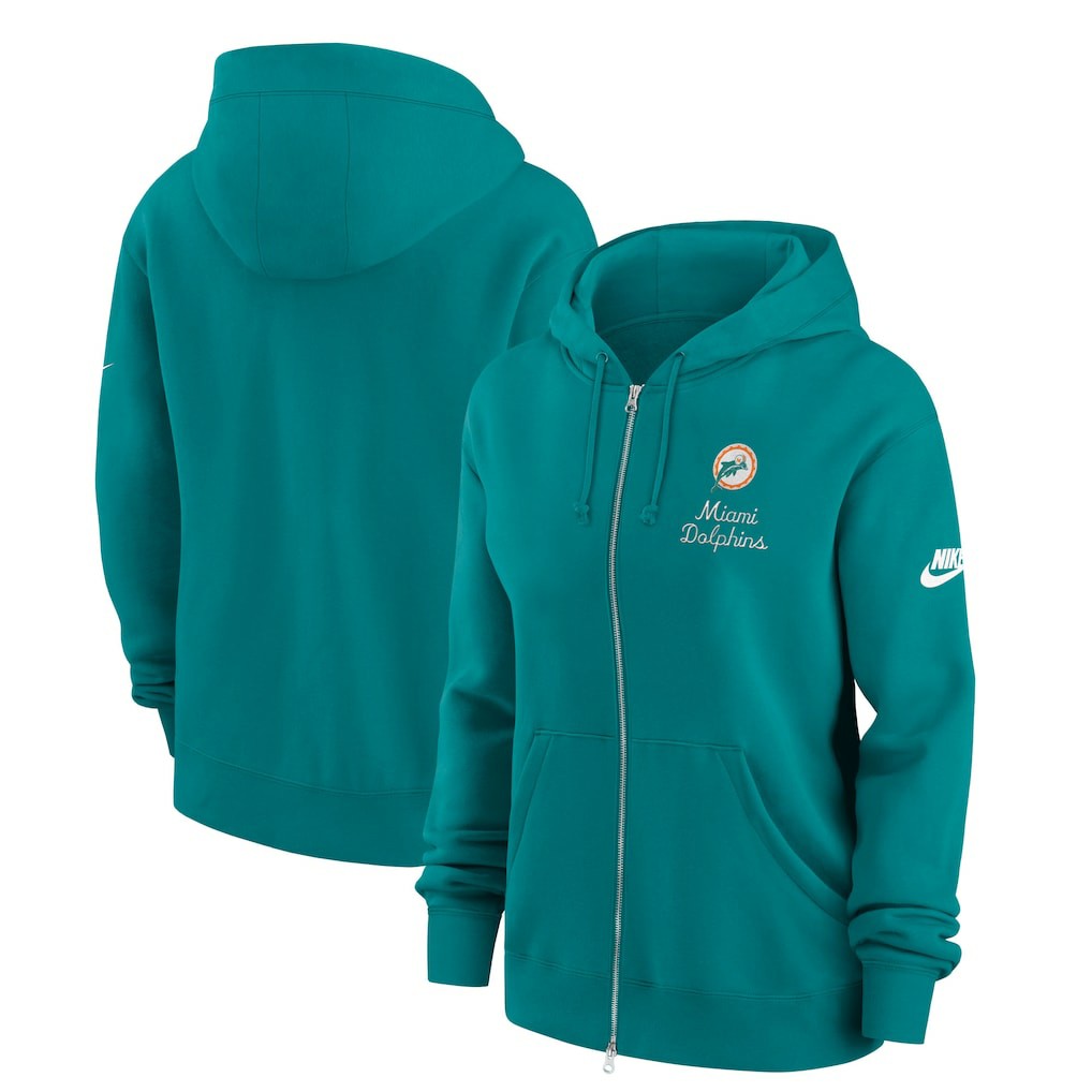 Miami Dolphins Women's Phoenix Rewind Full-Zip Hoodie Aqua