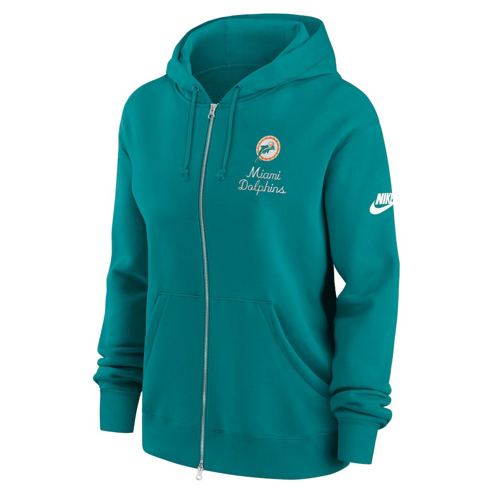 Miami Dolphins Women's Phoenix Rewind Full-Zip Hoodie Aqua