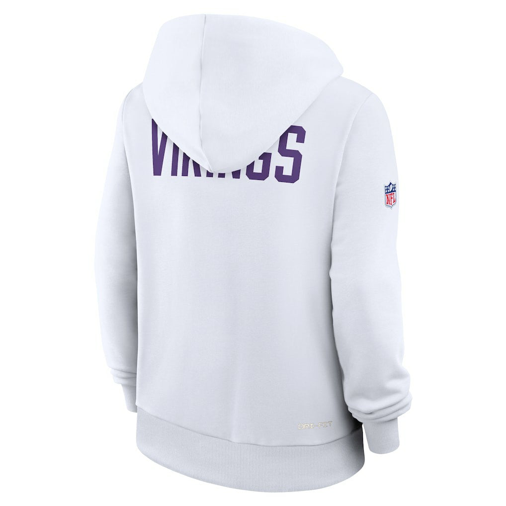 Minnesota Vikings Women's Alternate Logo Sideline Standard Issue Dri-FIT Hoodie White