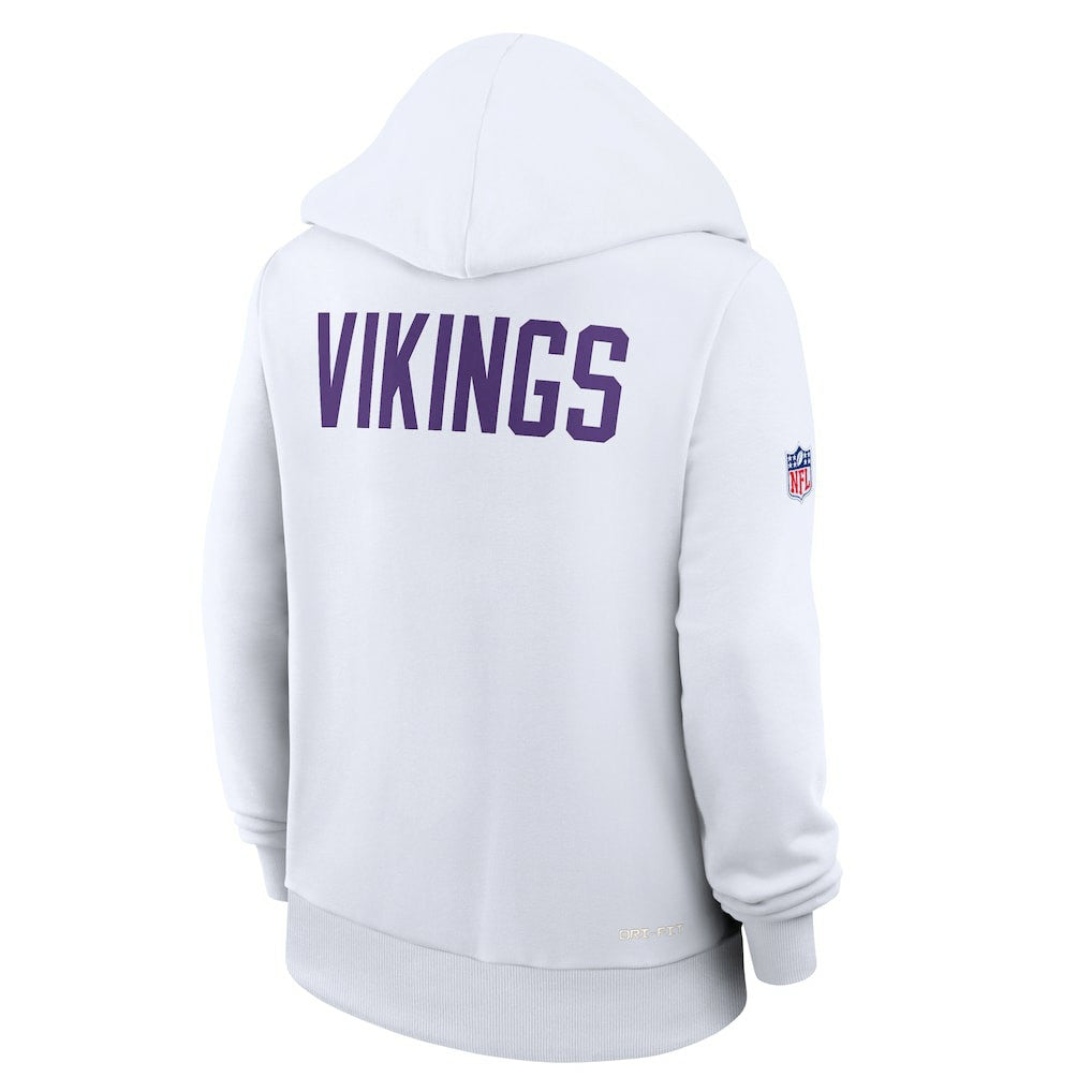 Minnesota Vikings Women's Alternate Logo Sideline Standard Issue Dri-FIT Hoodie White