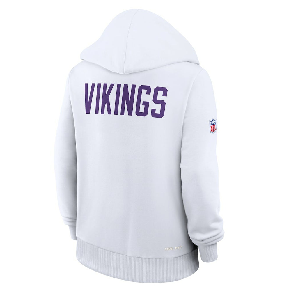 Minnesota Vikings Women's Alternate Logo Sideline Standard Issue Dri-FIT Hoodie White