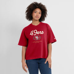 San Francisco 49ers Women's Essential Script Relaxed Boxy T-Shirt Scarlet