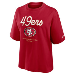 San Francisco 49ers Women's Essential Script Relaxed Boxy T-Shirt Scarlet