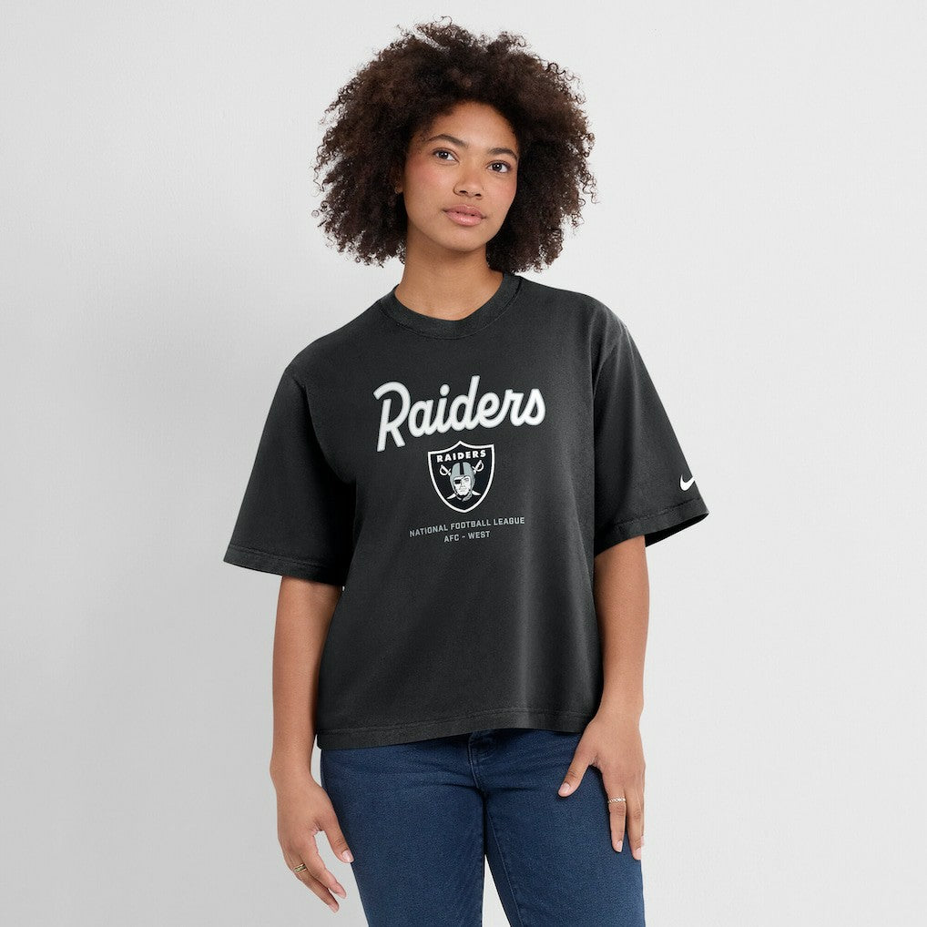 Las Vegas Raiders Women's Essential Script Relaxed Boxy T-Shirt Black