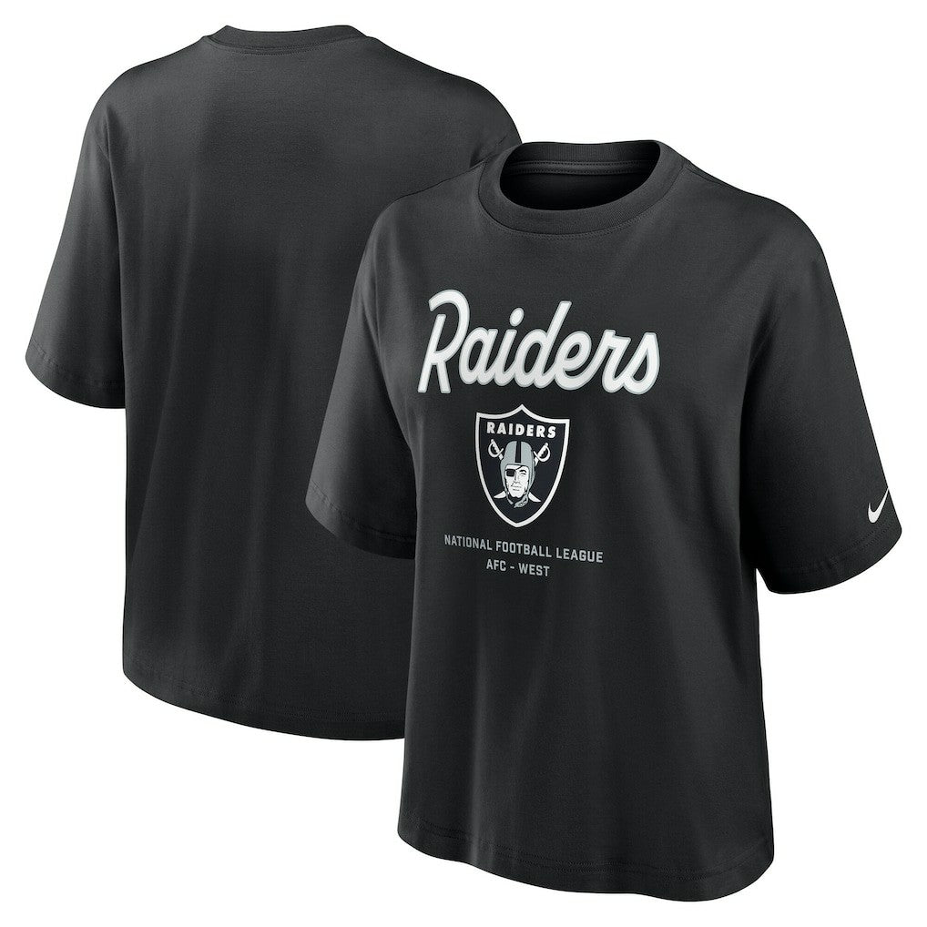 Las Vegas Raiders Women's Essential Script Relaxed Boxy T-Shirt Black