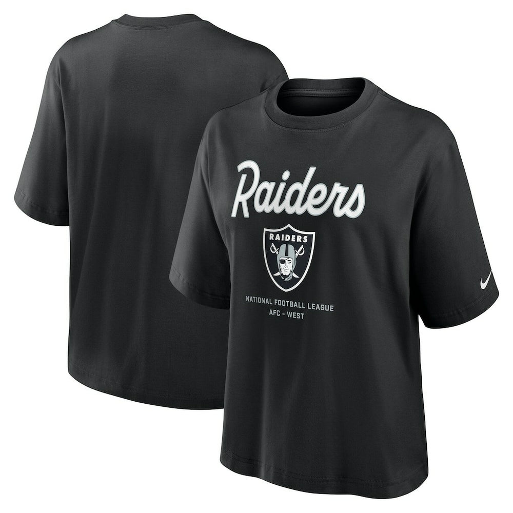 Las Vegas Raiders Women's Essential Script Relaxed Boxy T-Shirt Black