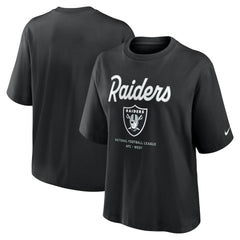 Las Vegas Raiders Women's Essential Script Relaxed Boxy T-Shirt Black