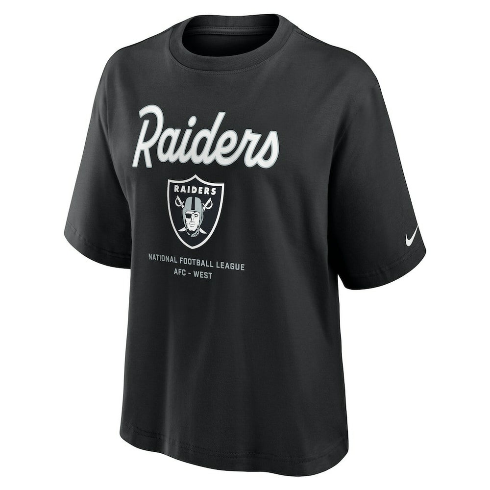 Las Vegas Raiders Women's Essential Script Relaxed Boxy T-Shirt Black