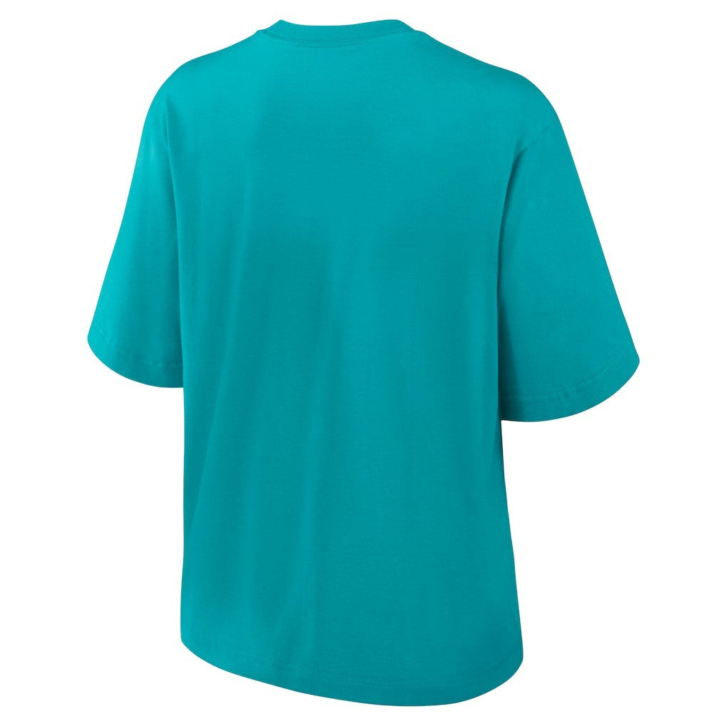 Miami Dolphins Women's Essential Script Relaxed Boxy T-Shirt Aqua