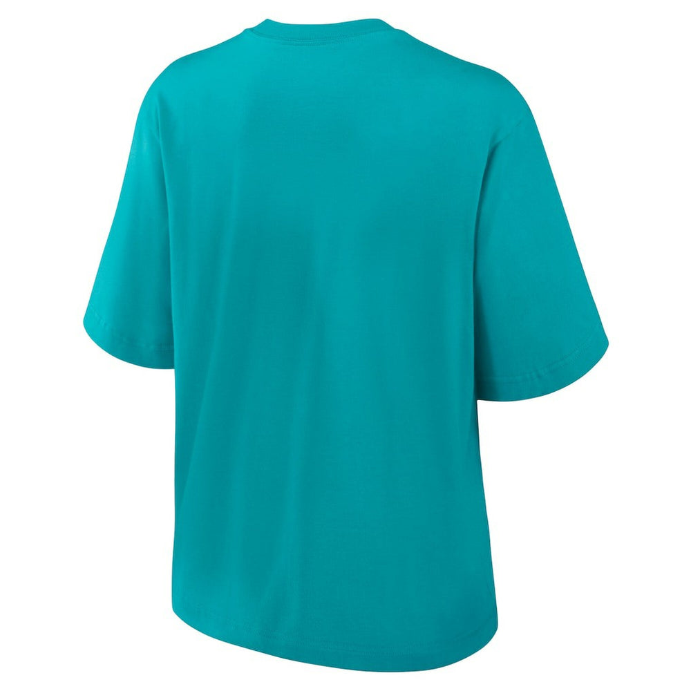 Miami Dolphins Women's Essential Script Relaxed Boxy T-Shirt Aqua
