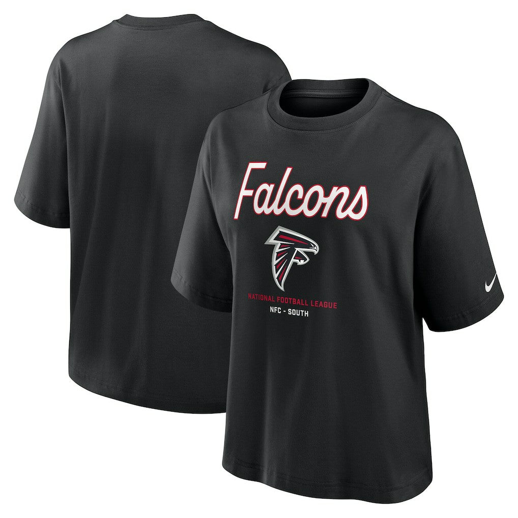 Atlanta Falcons Women's Essential Script Relaxed Boxy T-Shirt Black