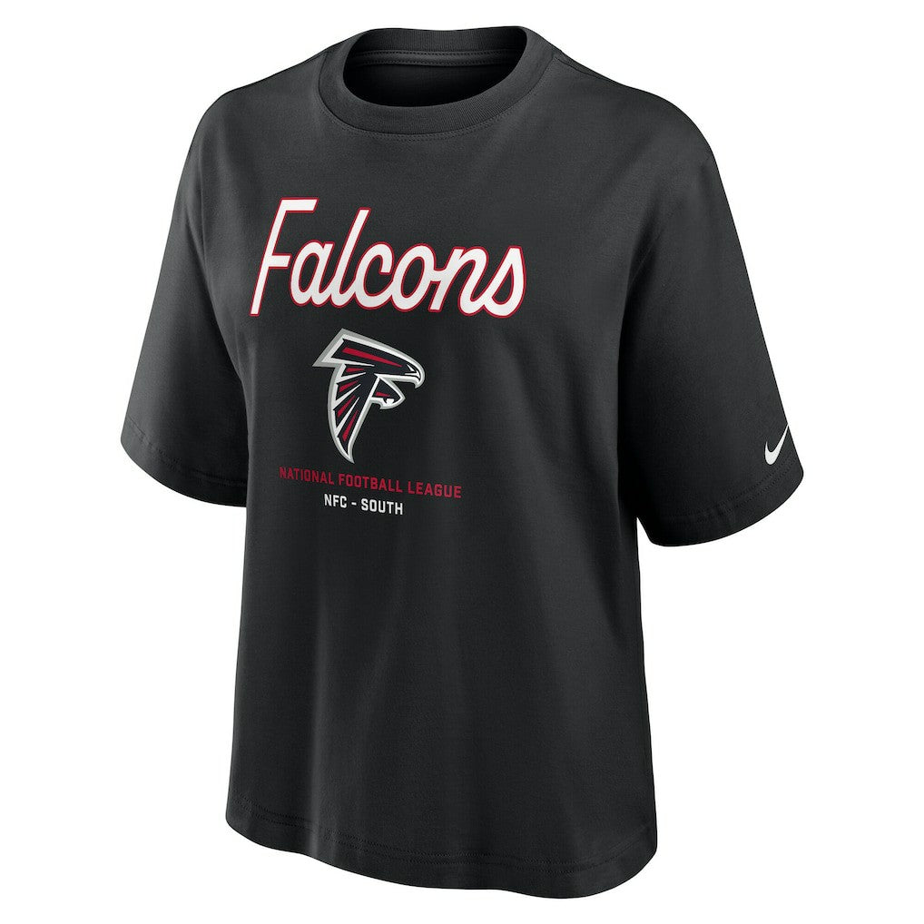 Atlanta Falcons Women's Essential Script Relaxed Boxy T-Shirt Black