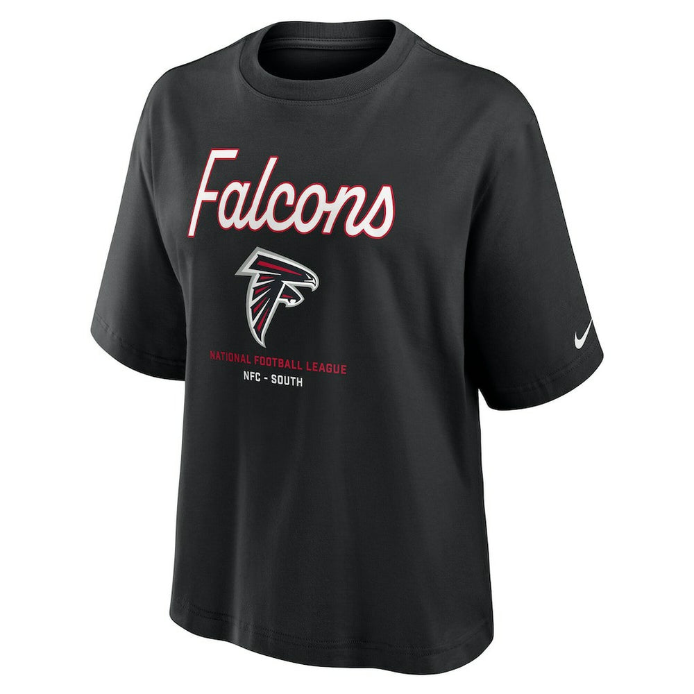 Atlanta Falcons Women's Essential Script Relaxed Boxy T-Shirt Black
