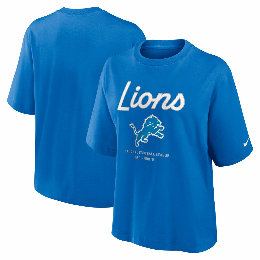 Detroit Lions Women's Essential Script Relaxed Boxy T-Shirt Blue