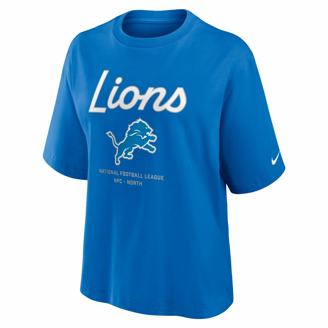 Detroit Lions Women's Essential Script Relaxed Boxy T-Shirt Blue