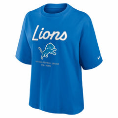 Detroit Lions Women's Essential Script Relaxed Boxy T-Shirt Blue