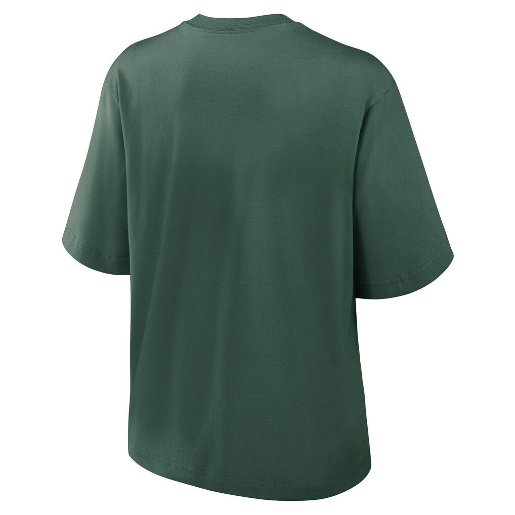 Green Bay Packers Women's Essential Script Relaxed Boxy T-Shirt Green