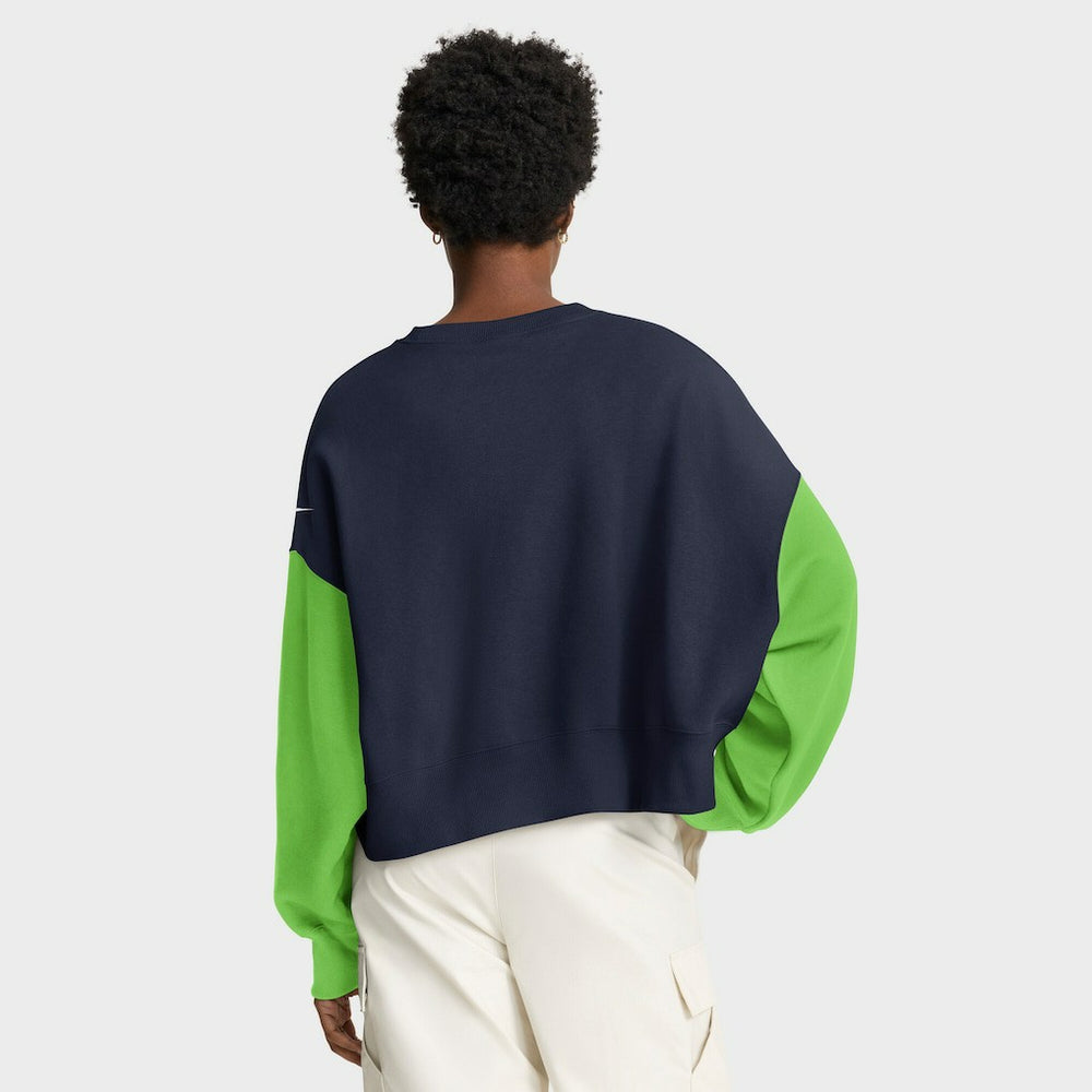 Seattle Seahawks Women's Oversized Color-Block Pullover Sweatshirt College Navy