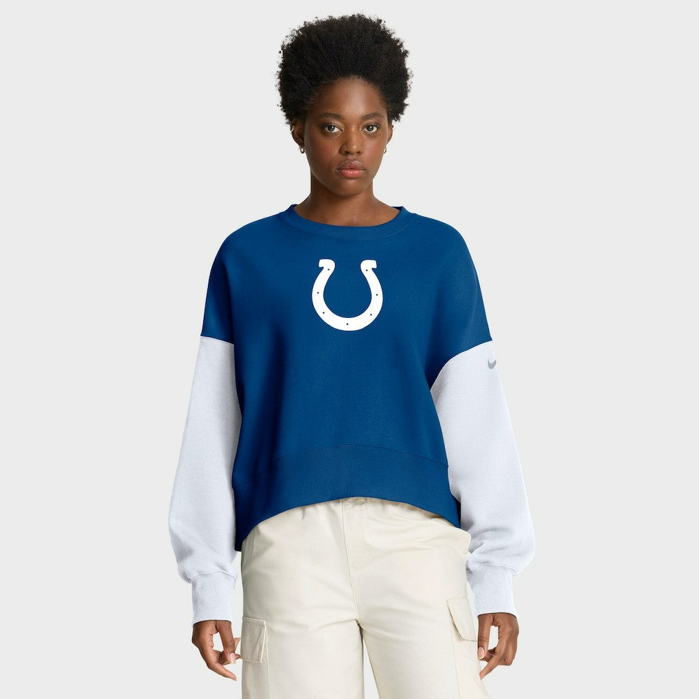 Indianapolis Colts Women's Oversized Color-Block Pullover Sweatshirt Royal