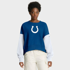 Indianapolis Colts Women's Oversized Color-Block Pullover Sweatshirt Royal