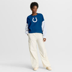 Indianapolis Colts Women's Oversized Color-Block Pullover Sweatshirt Royal
