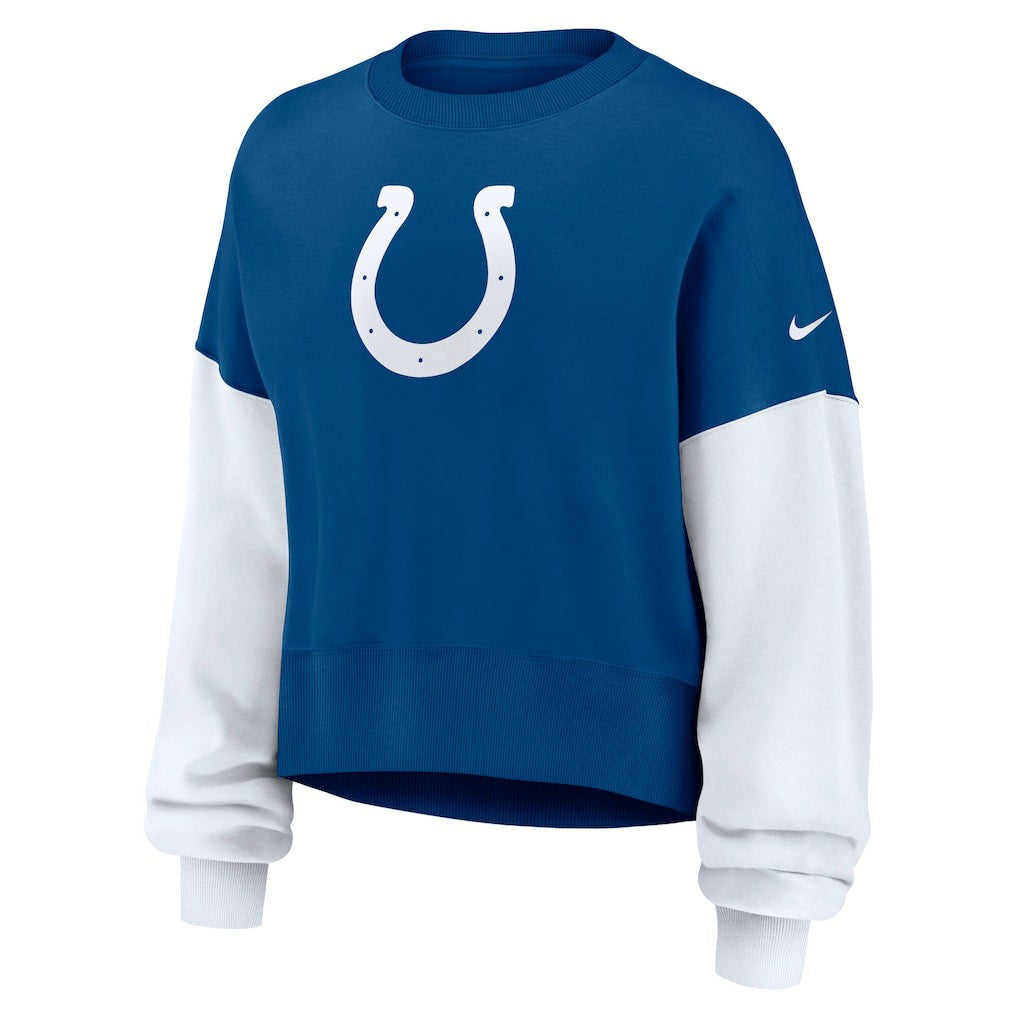 Indianapolis Colts Women's Oversized Color-Block Pullover Sweatshirt Royal