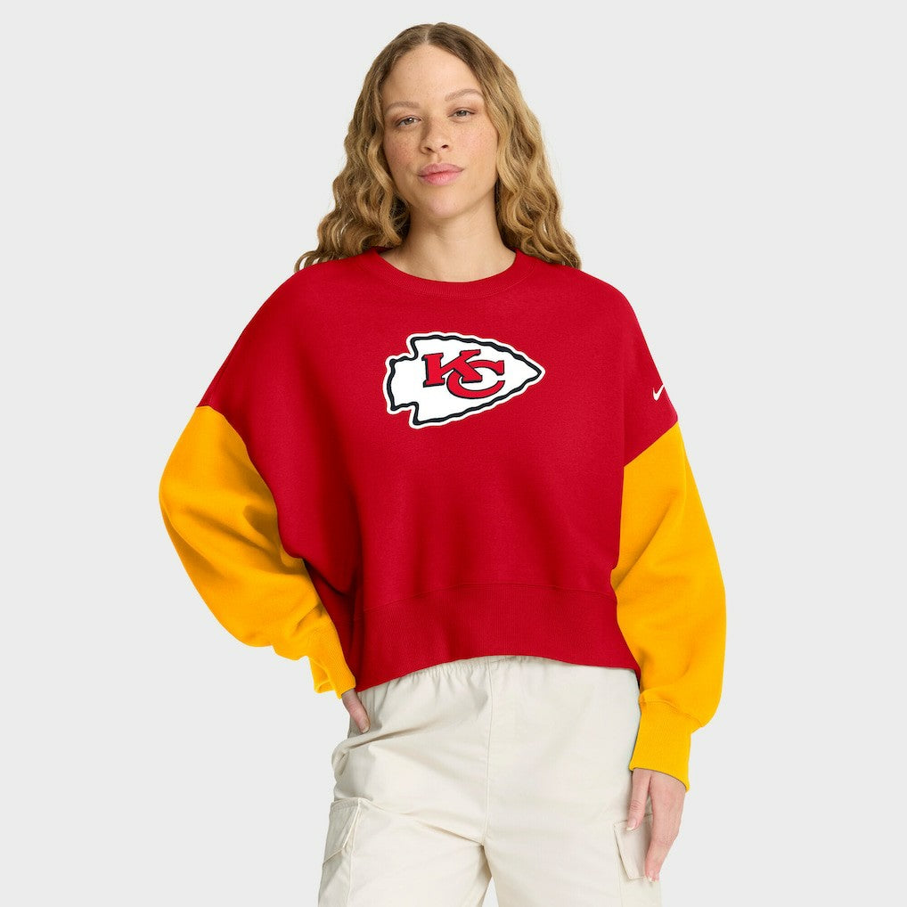 Kansas City Chiefs Women's Oversized Color-Block Pullover Sweatshirt Red