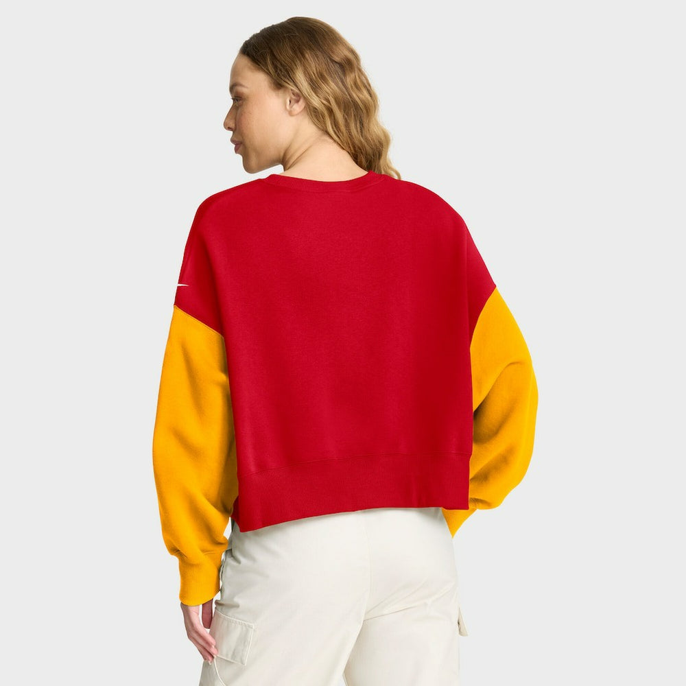 Kansas City Chiefs Women's Oversized Color-Block Pullover Sweatshirt Red