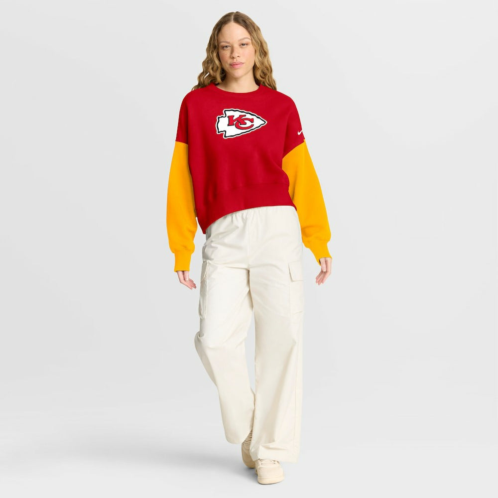 Kansas City Chiefs Women's Oversized Color-Block Pullover Sweatshirt Red