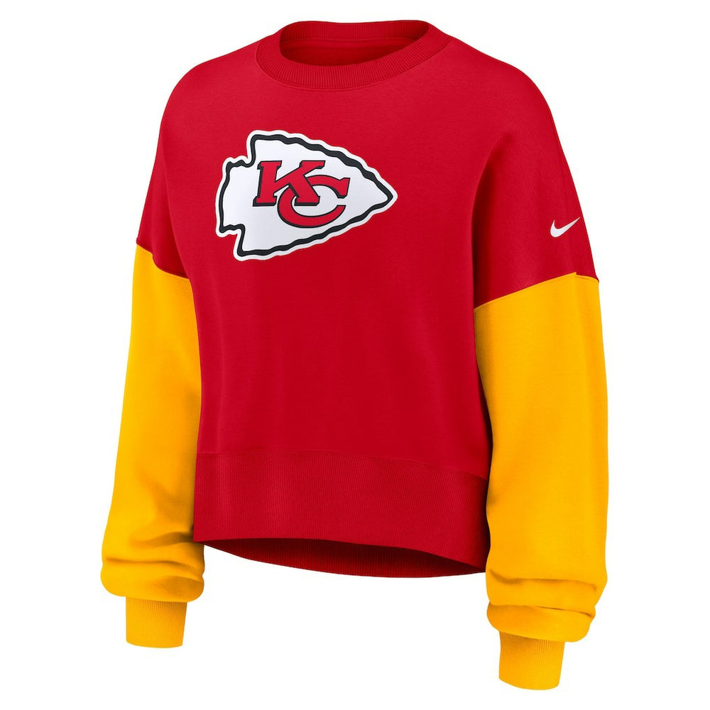 Kansas City Chiefs Women's Oversized Color-Block Pullover Sweatshirt Red