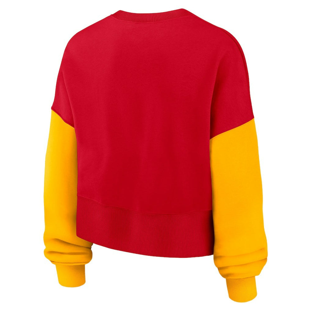 Kansas City Chiefs Women's Oversized Color-Block Pullover Sweatshirt Red
