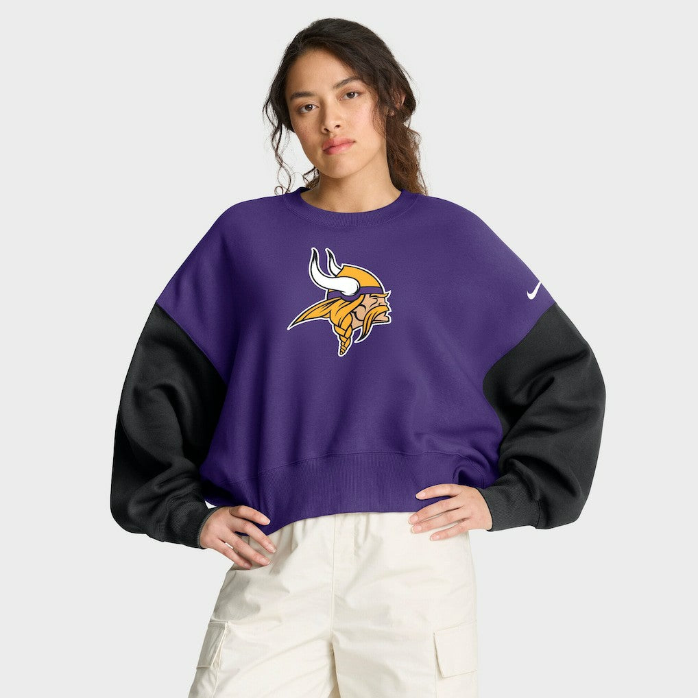 Minnesota Vikings Women's Oversized Color-Block Pullover Sweatshirt Purple