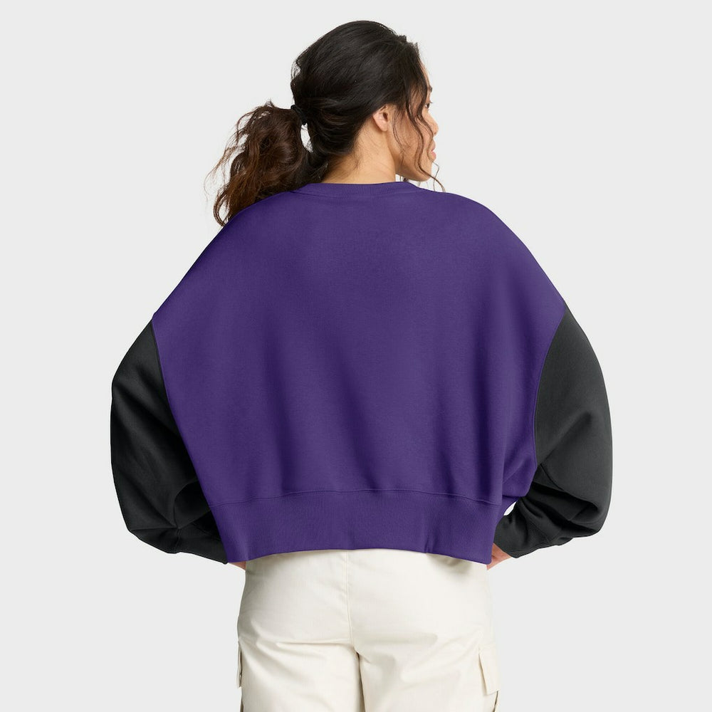 Minnesota Vikings Women's Oversized Color-Block Pullover Sweatshirt Purple